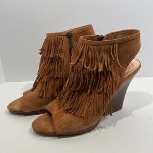 Vince Camuto open toe fringe heel